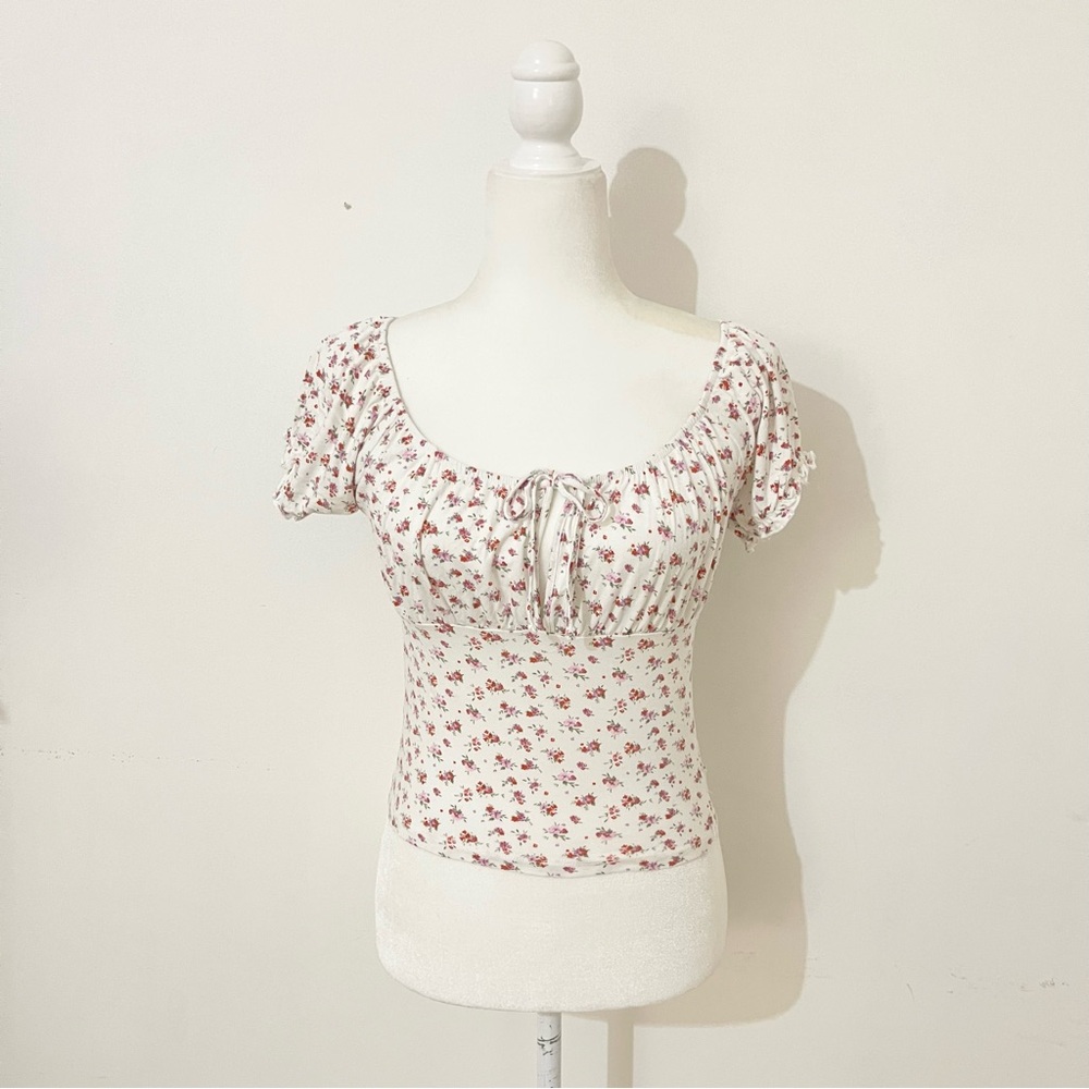 forever 21 floral milkmaid tie top